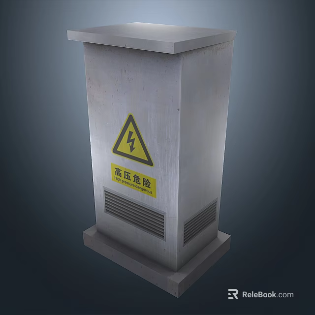 High Voltage Equipment Metal Enclosure With Warning Sign For Electrical Safety 3d model 