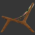 Wooden Frame Leisure Chair Featuring Colorful Tropical Floral Pattern Cushion