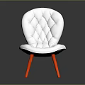 White Upholstered Chair With Diamond Tufted Design And Stylish Red Legs