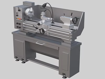 Industrial Lathe Machine for Precision Metalworking with Control Panel Chuck and Stable Base Cabinet 3d model