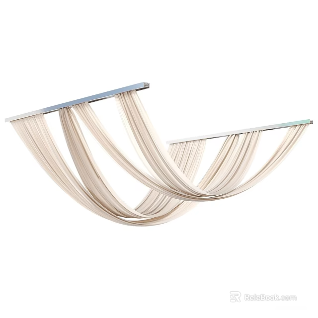 Elegant Beige Ceiling Drapery With Soft Flowing Folds For Interior Decor 3d model 