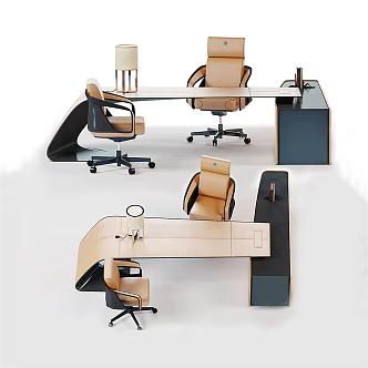 modern office desk and chair 3d model