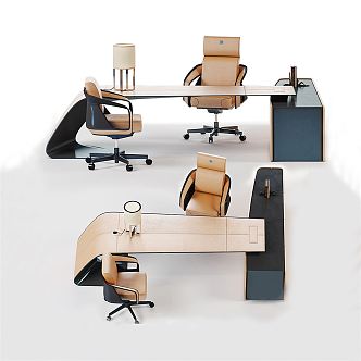 modern office desk and chair 3d model