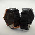 Modern Gold and Silver Watches With Black Dial And Leather Strap Design