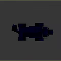 Blue Blocky Wolf Like Creature With Spiked Back And Glowing Green Eyes