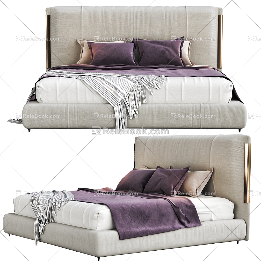 Flou Modern Luxury Double Bed 3d model