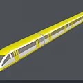 Yellow Modern Long Train With Streamlined Front And Multiple Carriages 3d model