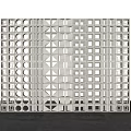 Modern White Geometric Partition With Grid Structure And Varied Openings For Interior Space 3d model