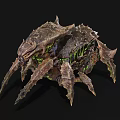 Mythical Monster 3D Model With Spiky Exoskeleton And Green Glowing Details