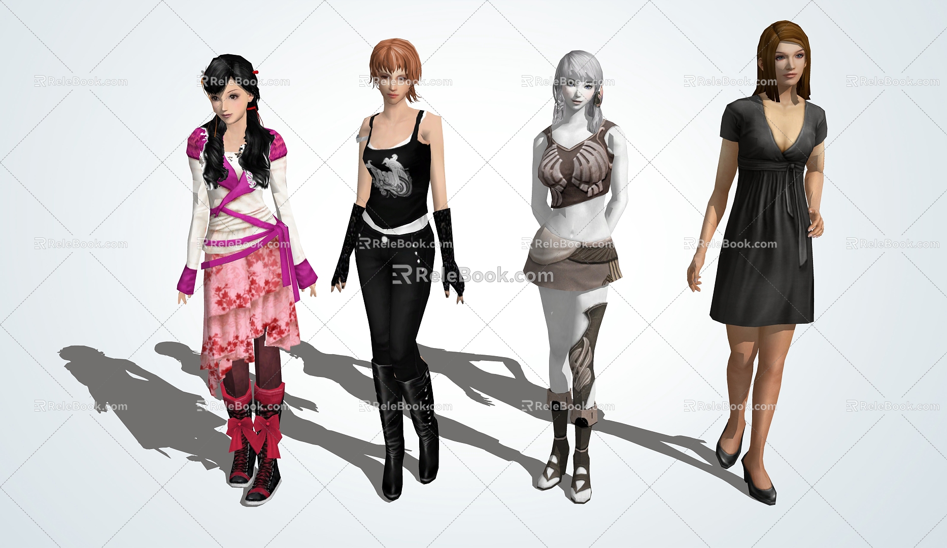 Modern game character girl model