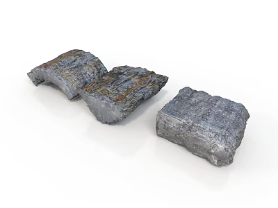 Natural Wood Stone Blocks With Rough Textured Surfaces And Gray Hues 3d model