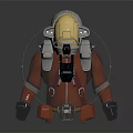 Red and Gray Astronaut Spacesuit with Gold Visor Helmet and Chest Gear