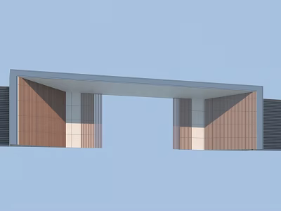 Modern Entrance Gate With Geometric Design Brown White Panels And Symmetric Structure 3d model