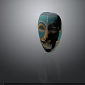 Vibrant Animal Face Wooden Mask With Turquoise and Orange Eye Brow Patterns