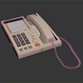Classic White Retro Landline Phone Featuring Digital Keypad Display Screen And Coiled Cord