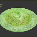 Delicious Spaghetti With Tomato Sauce Ground Meat Cheese And Parsley On Blue White Patterned Plate