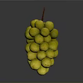 Yellow Grapes with Water Drops and Red Stem on Gray Gradient Background