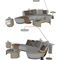 Modern Multiplayer Sofa Coffee Table Combination 3d model