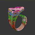 Exquisite Gold Ring With Curved Band Featuring Intricate Filigree Design And Hollow Patterns