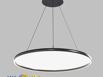Modern Round Chandelier With Metal Frame And White Shade For Ceiling Lighting 3d model
