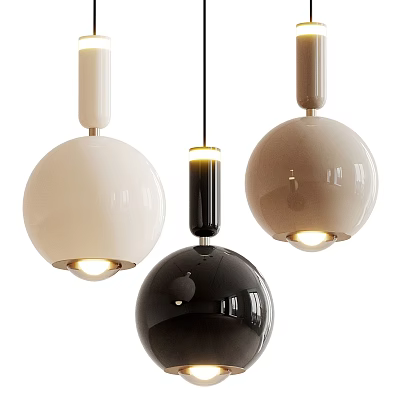 Modern Spherical Chandeliers in White Black Beige for Home Interior Design 3d model