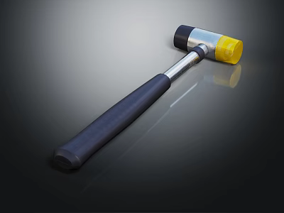 Hammer With Sturdy Metal Head And Ergonomic Black Handle For Hardware Projects 3d model