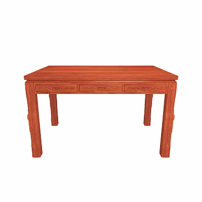 Square Mahogany Dining Table With Intricate Carvings On Tabletop And Decorative Legs 3d model