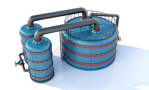 Industrial storage tank pipeline valve vertical tank 3d model