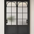 Black Framed Glass Doors With Arched Top Frosted Glass And Gold Handles
