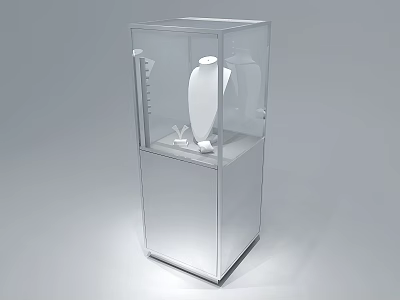 Modern Transparent Showcase Cabinet With Two Tier Design And White Mannequin For Jewelry 3d model