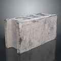 Gray Concrete Block With Rough Surface And Multiple Holes For Construction Applications 3d model