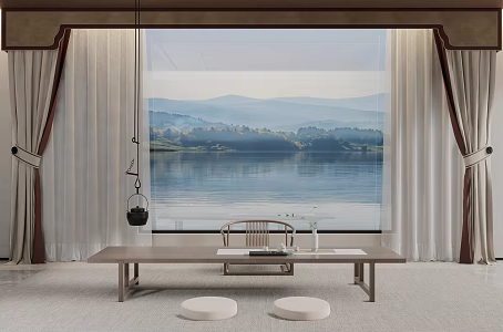 New Chinese Curtain Window Screen 3d model