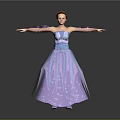 Woman In Purple Sparkling Long Dress With Arms Outstretched Gracefully