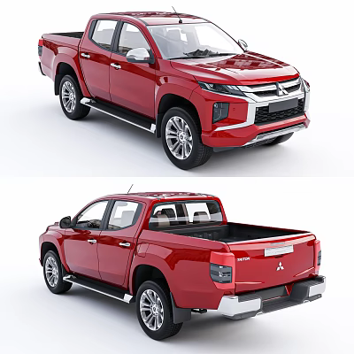 Red Mitsubishi Pickup Truck Exterior Design With Sleek Cab And Cargo Bed 3d model Red Mitsubishi Pickup Truck Exterior Design With Sleek Cab And Cargo Bed 3d model