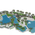 Large swimming pool Modern swimming pool 3d model