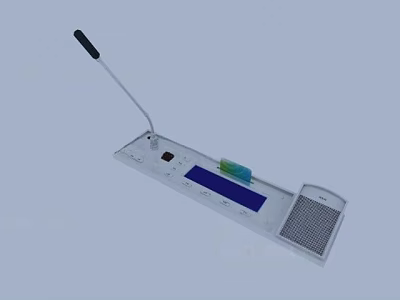 White Headphone Speaker With Microphone Arm Blue Panel Green Buttons And Speaker Grille 3d model