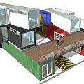 Colorful Container Homestay Building Featuring Open Terrace Staircase And Green Tree