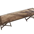 Traditional Chinese Guzheng Musical Instrument With Wooden Body And String Design On Stand