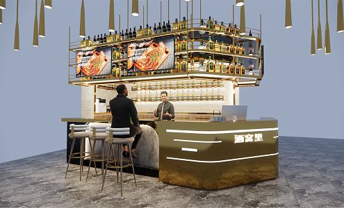 Light Luxury Bar Front Desk 3d model