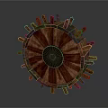 Vintage Wooden Wheel With Intricate Spokes Central Hub And Rich Wood Grain Texture