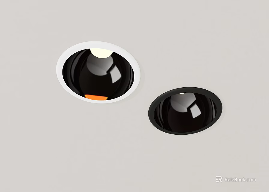Downlights and Spotlights with Recessed Design White and Black Frames Ceiling Mounted 3d model 