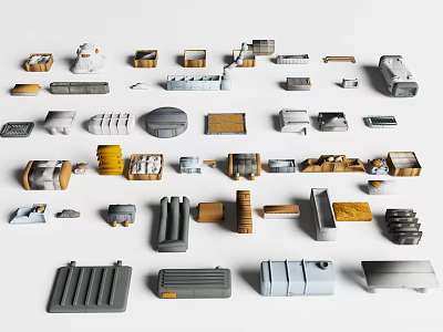Collection of Various 3D Design Components in Different Shapes and Colors 3d model