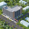 Multi Story Modern Residential Building Surrounded by Green Trees and Lawns Near Street