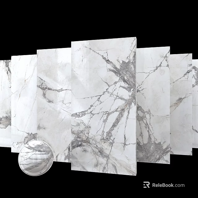 Natural White Marble Tile Components With Elegant Vein Texture For Interior Decoration 3d model