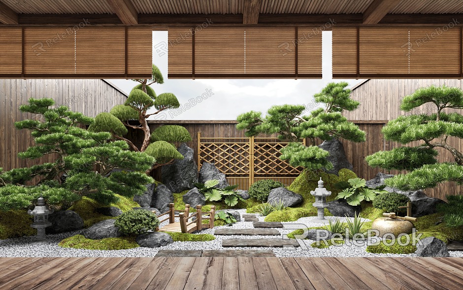 Zen patio courtyard landscape landscape landscape landscape plants moss landscape landscape sketch patio landscape model