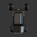 Low Poly Style Brown Car With Blue Stripe White Orange Wheels And Roof Rack