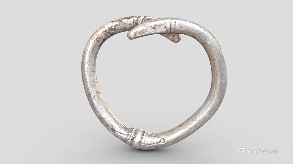 Elegant Vintage Silver Bracelet With Classic Loop Design And Intricate Handcrafted Details 3d model 