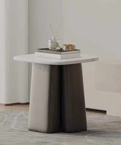 Modern Side Table with Glass Vase Gold Container and Books on Marble Top 3d model Modern Side Table with Glass Vase Gold Container and Books on Marble Top 3d model