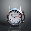 Stylish Chronograph Watch With White Dial Silver Case Red Accent Hand And Numeric Markers