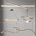 Modern Contemporary Chandeliers With Circular Curved Metal Frames And Hanging Pendant Lights